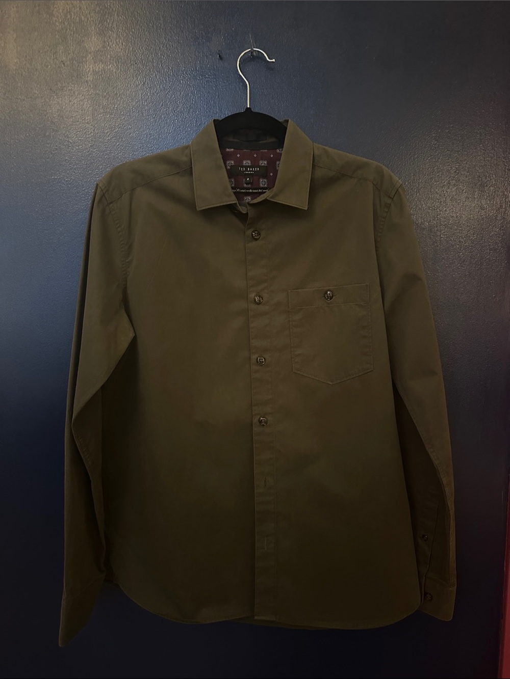 Ted Baker Olive- Tone Long Sleeve Shirt